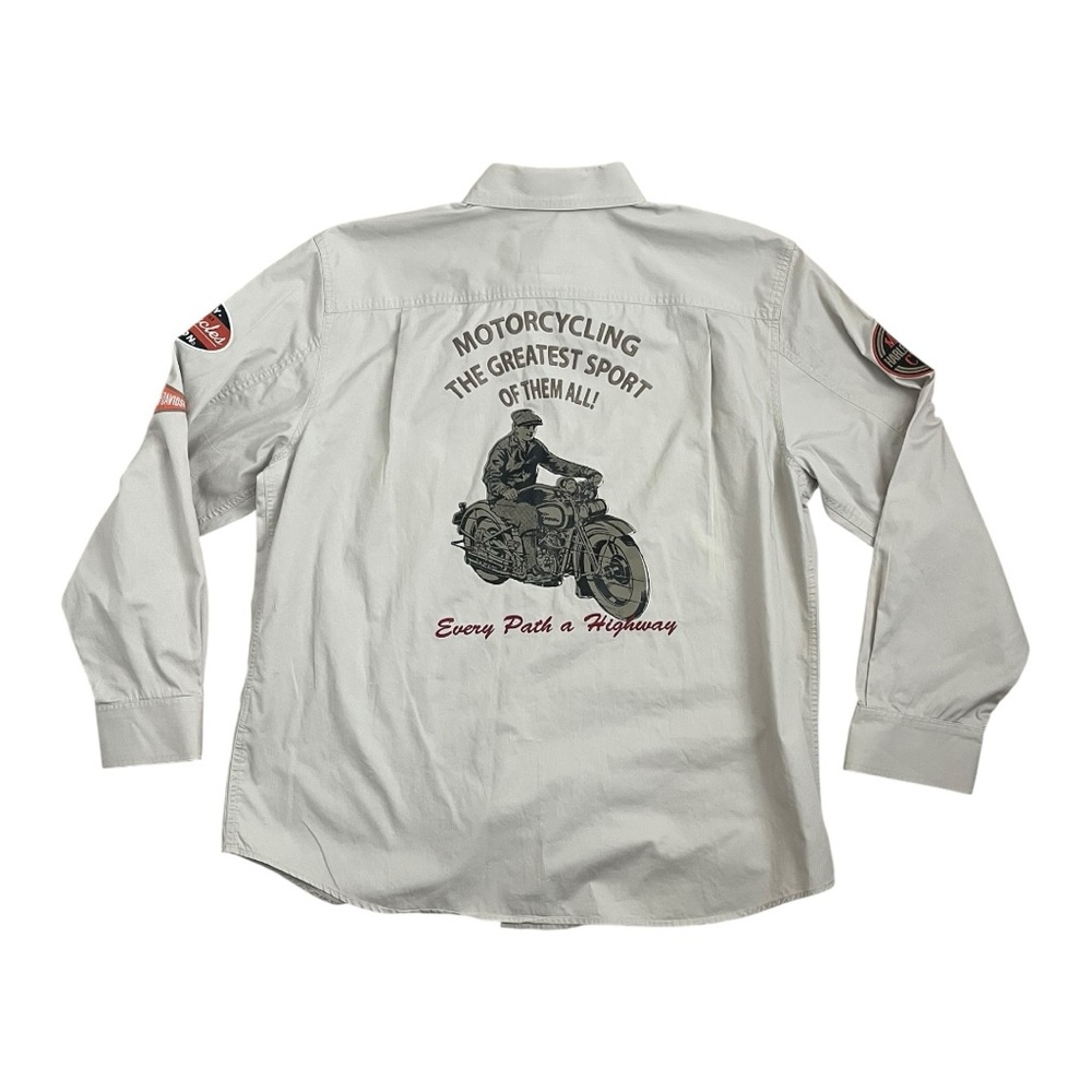Harley-Davidson Men’s XL Button Up Long Sleeve Shirt Patch Graphic Motorcycle